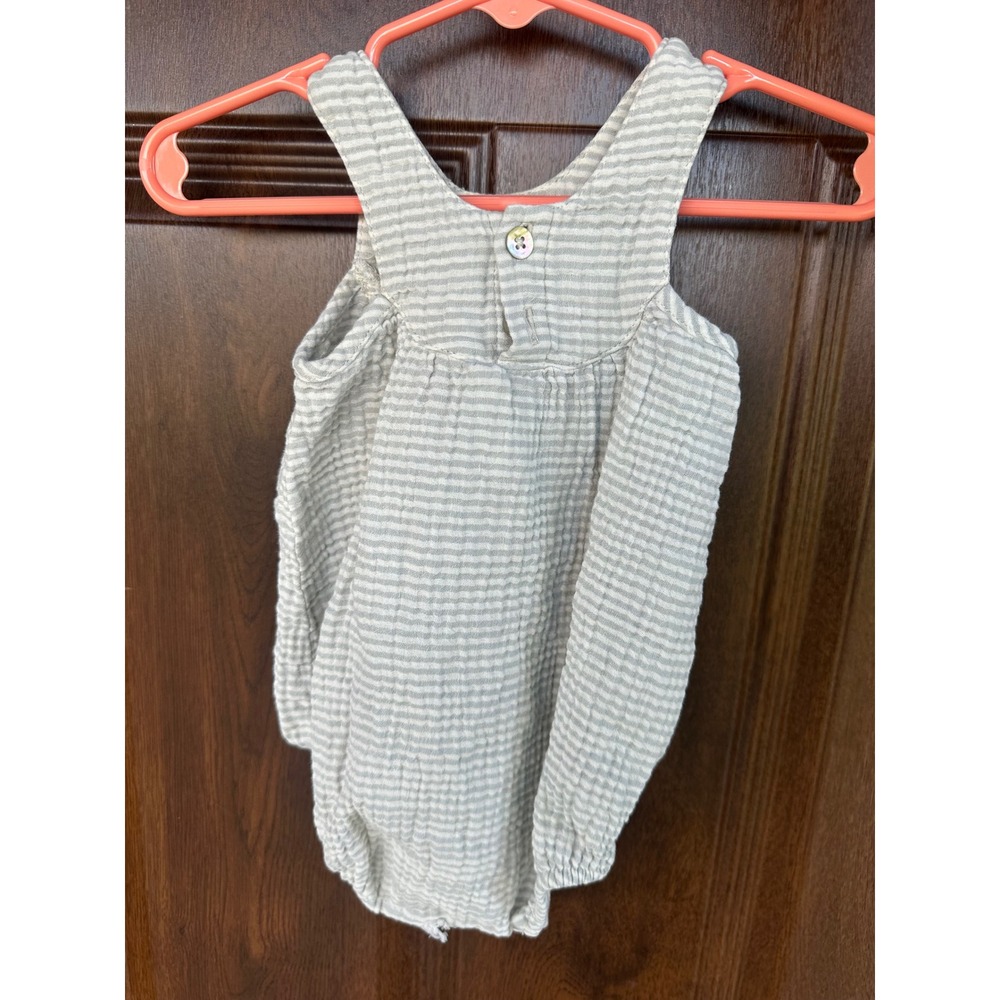 Rylee + Cru Infant Girls Cotton June Linen Striped Summer Romper SZ 03M